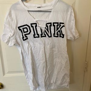 PINK shirt sleeve vneck